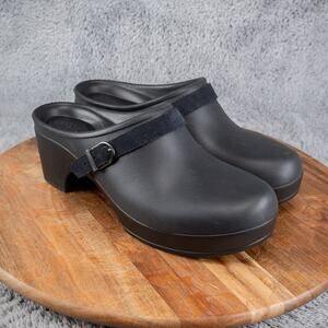 Crocs Shoes Black Rubber Low Heel Open Back Slip On Sarah Clog Mule Womens Sz 10